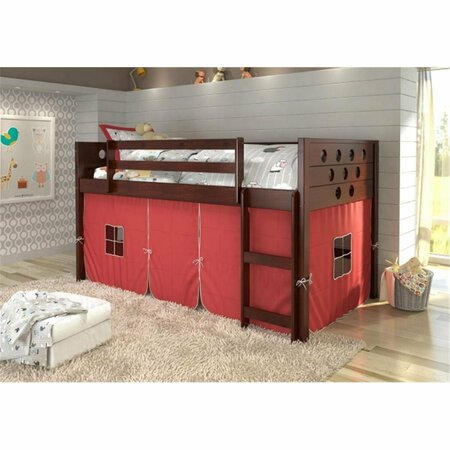 PIVOT DIRECT Twin Size Circles Low Red Tent Loft in Dark Cappuccino PD_780ATCP_R